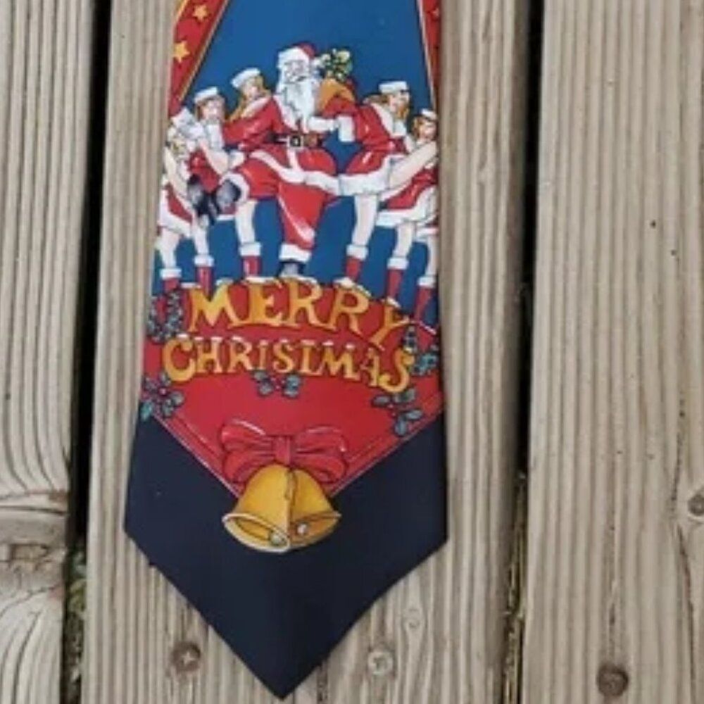 Arrow Christmas Silk Tie – Santa & Can‑Can Kickline – Holiday Showstopper